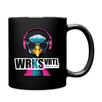 Werksviertel Vogel with sunglasses and headphones - Full Colour Mug - black - Right