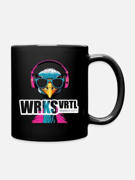 Werksviertel Vogel mit Sonnenbrille und Kopfhörern - Tasse einfarbig - Schwarz