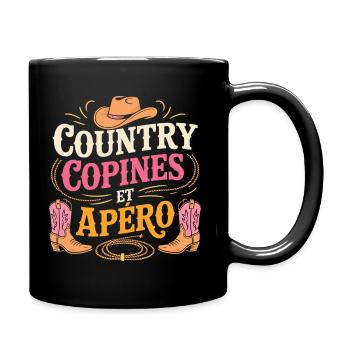 Country Copines Et Apéro Femme Humour - Mug uni - noir - Droite