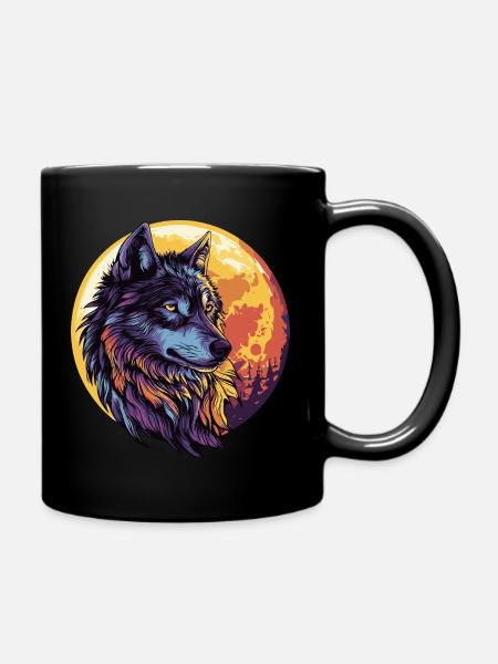 Wolf Mond - Tasse einfarbig - Schwarz