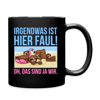 Irgendwas ist hier faul 5-köpfige Gruppe / Familie - Tasse einfarbig - Schwarz - Rechts