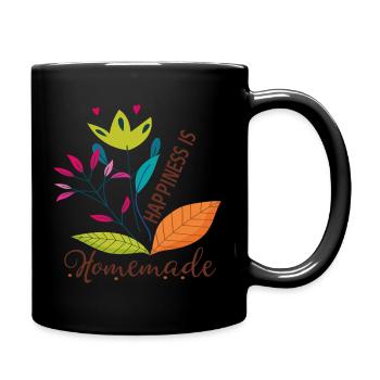 Floral Motif Happy Nature Design - Full Colour Mug - black - Right
