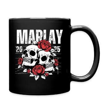 Skeleton Skull with Roses and Memorial Theme - Full Colour Mug - black - Right