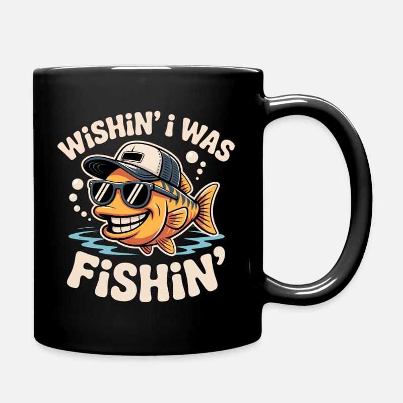 Wishin J’étais Fishin Funny Fish - Mug uni - noir
