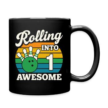 Bowling Into 1st Birthday - Full Colour Mug - black - Right
