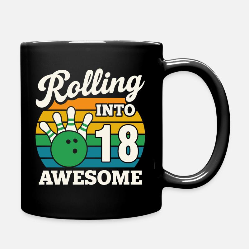 Bowling rétro célébration du 18e anniversaire - Mug uni - noir