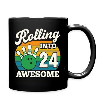 Retro Bowling 24th Birthday Design - Full Colour Mug - black - Right