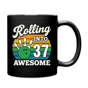 Bowling 37th Birthday Celebration Graphic - Full Colour Mug - black - Right