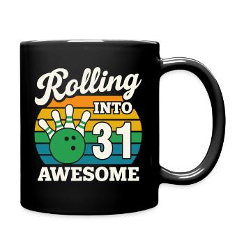 Retro Bowling 31. Geburtstag Design - Tasse einfarbig - Schwarz - Rechts
