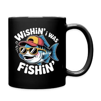 Wassersport lustiges Fischdesign Angler Fischer - Tasse einfarbig - Schwarz - Rechts