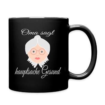 Humorous health motto with grandma's face - Full Colour Mug - black - Right