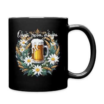 Oans, zwoa, g'suffa Bierspruch Volksfest Dirndl - Tasse einfarbig - Schwarz - Rechts