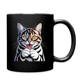 Vibrant Cartoon Cat with Playful Expression - Full Colour Mug - black - Right