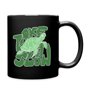 Take It Slow Turtle - Design détendu aux vibrations océaniques - Mug uni - noir - Droite