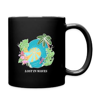Lost in Waves – Tropical Surf Vibes Design - Full Colour Mug - black - Right