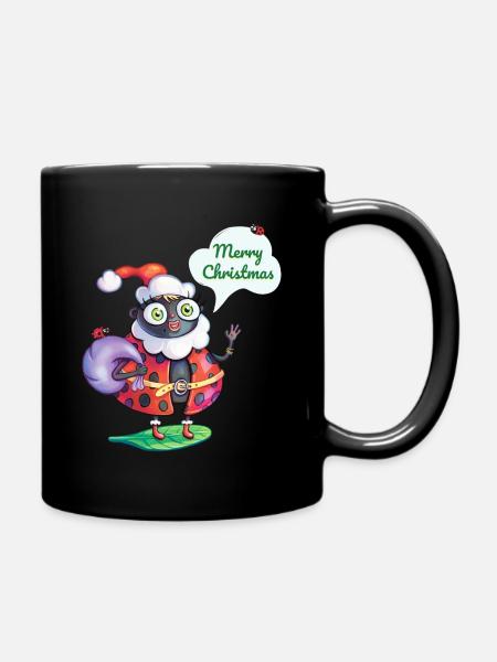 Santa Ladybug Christmas - Full Colour Mug - black