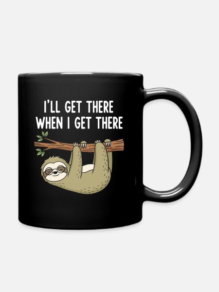 Casual Sloth Saying - Full Colour Mug - black