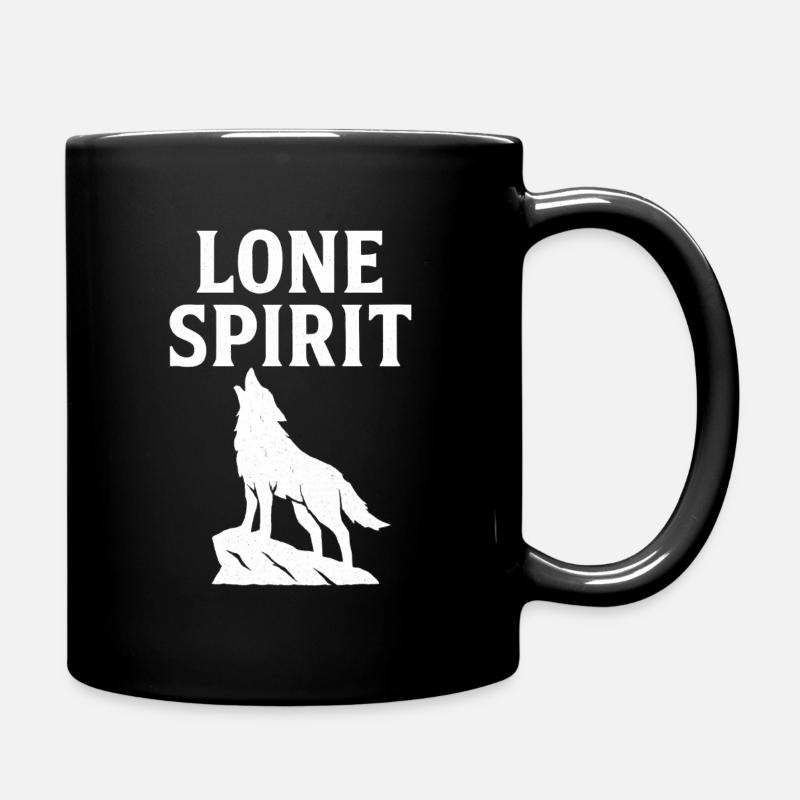 Design des einsamen Wolfsgeistes - Tasse einfarbig - Schwarz