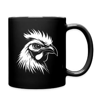 Hahn weiß :) - Tasse einfarbig - Schwarz - Rechts