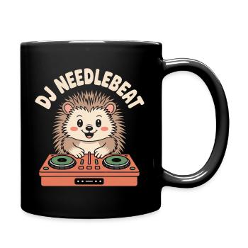 DJ NEEDLEBEAT Igel DJ Mit Mischpult Party Sound - Tasse einfarbig - Schwarz - Rechts