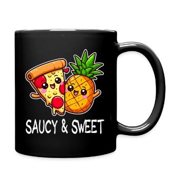 Kawaii Love Pineapple Pizza - Full Colour Mug - black - Right
