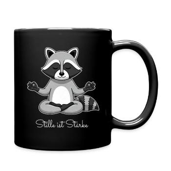Méditation du raton laveur Le silence est la force Yoga - Mug uni - noir - Droite