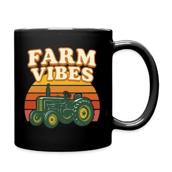Farm Vibes Tractor Retro Sunset - Tasse einfarbig - Schwarz - Rechts