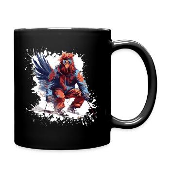 Hahn Ski Skifahren - Tasse einfarbig - Schwarz - Rechts