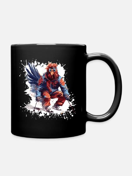 Hahn Ski Skifahren - Tasse einfarbig - Schwarz