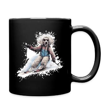 Poodle Dog Ski Skiing - Full Colour Mug - black - Right