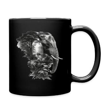 Elephant Jungle Silhouette Double - Full Colour Mug - black - Right