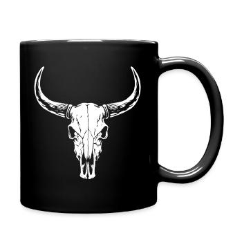 Stier Schädel Silhouette - Western Style - Tasse einfarbig - Schwarz - Rechts