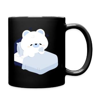 Verträumter Eisbär auf kuscheligem Bett - Tasse einfarbig - Schwarz - Rechts