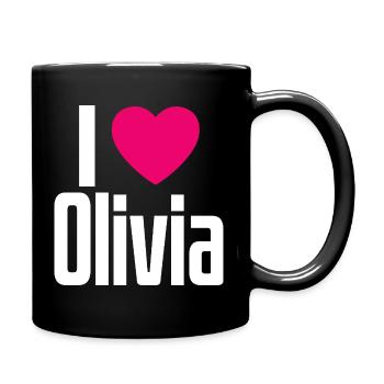 I Love Olivia Pink Heart I Love Olivia - Full Colour Mug - black - Right