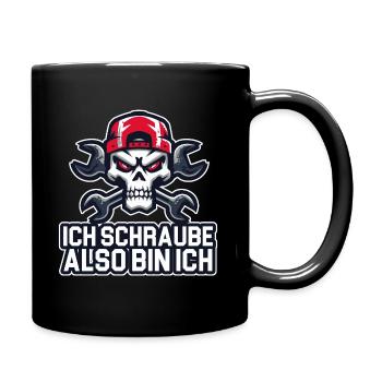 Ich schraube, also bin ich – Werkstattphilosophie  - Tasse einfarbig - Schwarz - Rechts