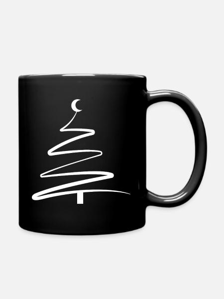 Weihnachtsbaum One-Line – Minimalistisch & Stilvol - Tasse einfarbig - Schwarz