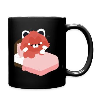 Müder Roter Panda auf dem Bett - Tasse einfarbig - Schwarz - Rechts