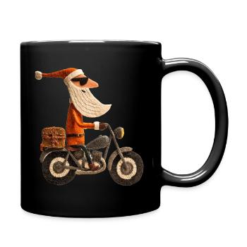 Santa Claus on Motorcycle - Full Colour Mug - black - Right