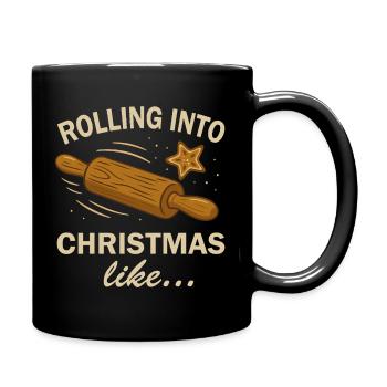Weihnachten Weihnachtsbäckerei Teigroller und Keks - Tasse einfarbig - Schwarz - Rechts