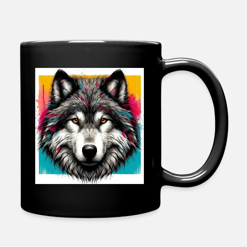 Wolf - Tasse einfarbig - Schwarz