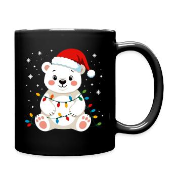 ours polaire Noël mignon drôle fées lumières pôle Nord - Mug uni - noir - Droite