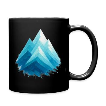 Blue Snowy Peaks Watercolor Freeride Skiing - Full Colour Mug - black - Right