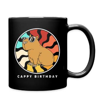 Happy birthday Capybara Alles Gute zum Geburtstag - Tasse einfarbig - Schwarz - Rechts