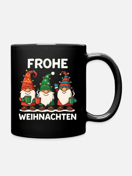 Frohe Weinachten Zwerge Lustiges Christmas Motiv - Tasse einfarbig - Schwarz