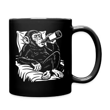 Le chimpanzé espiègle boit une bière - Mug uni - noir - Droite