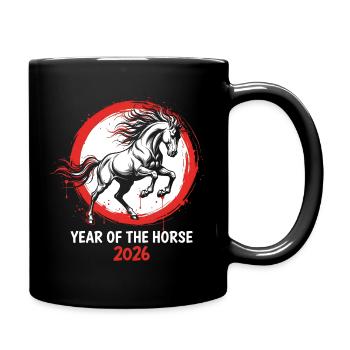 Jahr des Pferdes 2026 Chinesisches Neujahr - Tasse einfarbig - Schwarz - Rechts