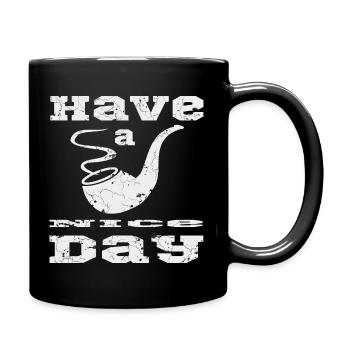 Pfeife mit Text - Tasse einfarbig - Schwarz - Rechts