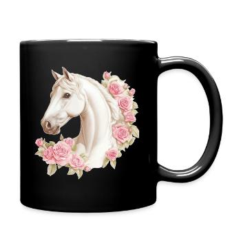 Roses vintage de chevaux - Mug uni - noir - Droite