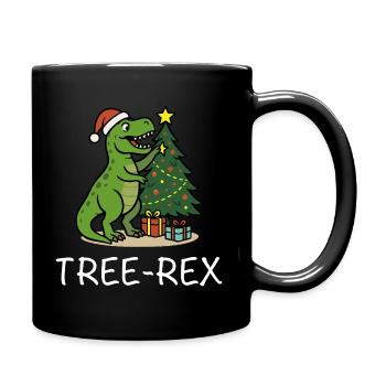 Tree-Rex – Dino Weihnachtsmotiv T-Rex - Tasse einfarbig - Schwarz - Rechts