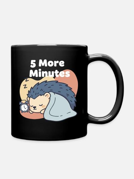 5 More Minutes Schlafender Igel - Tasse einfarbig - Schwarz